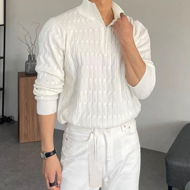 WEISSER ZIP-PULLOVER