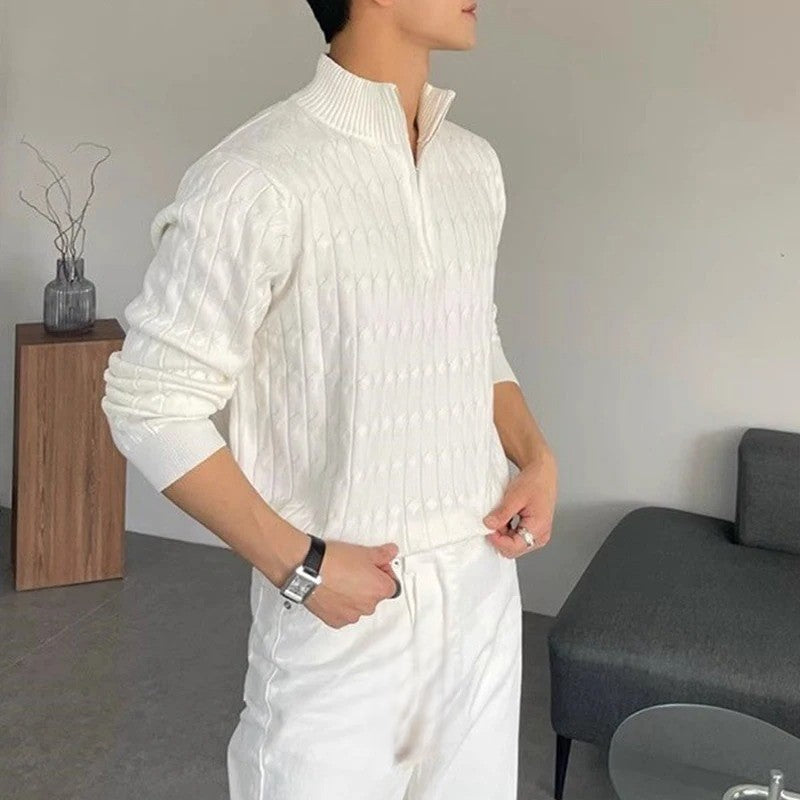 WEISSER ZIP-PULLOVER