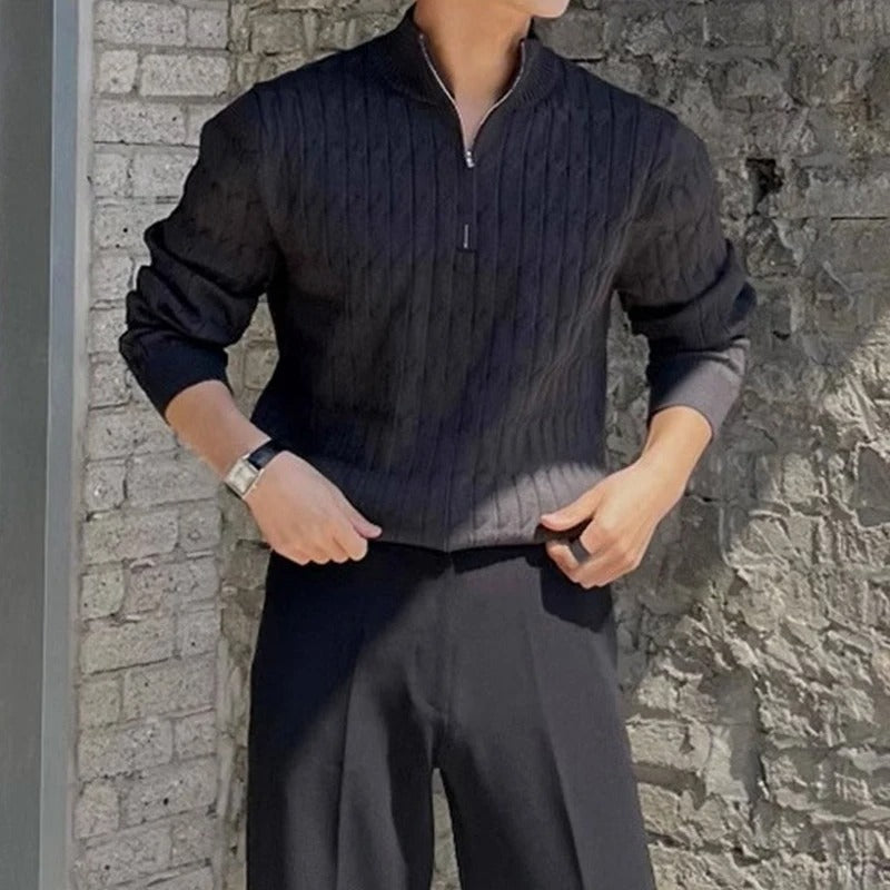 WEISSER ZIP-PULLOVER